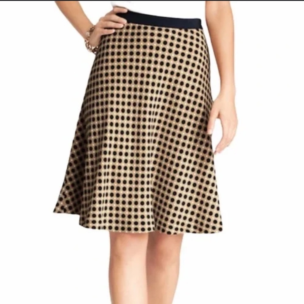Ann Taylor Contemporary Polka Dot‎ Full Knee Length Skirt Business Casual 6